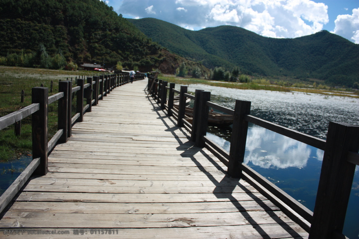 泸沽湖景 泸沽湖 走婚桥 摄影图 黑色