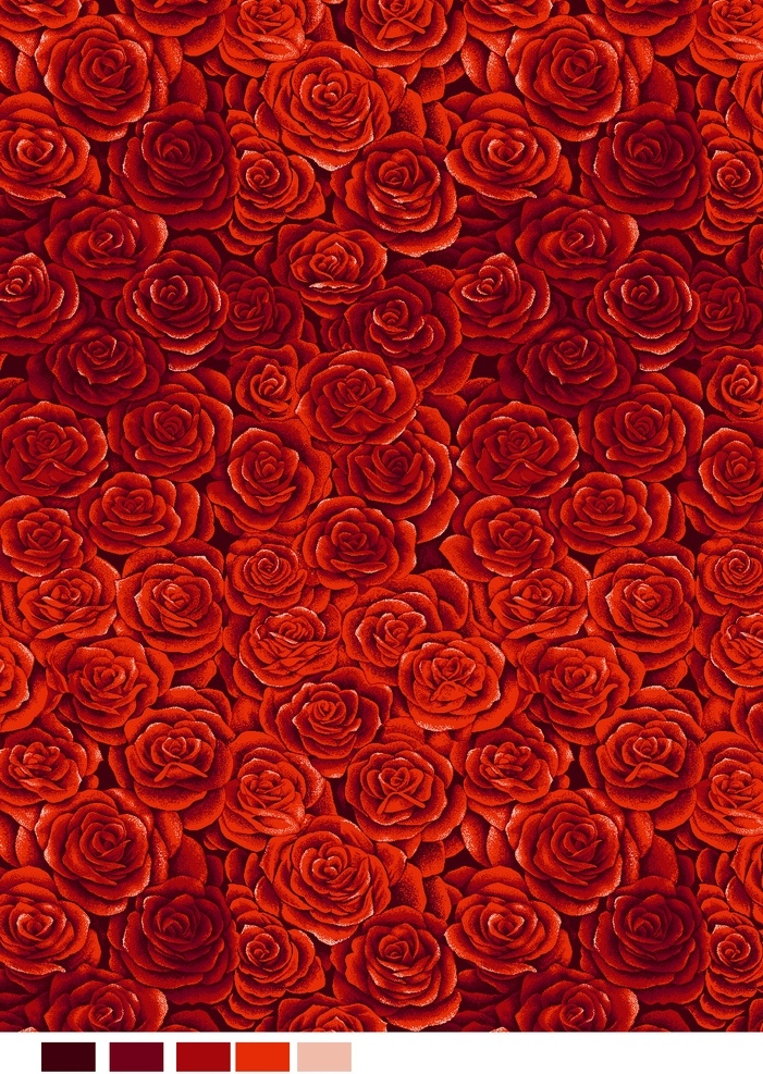 玫瑰花底纹 玫瑰花 五色 红色 花 鲜艳 亮丽 花边花纹 底纹边框