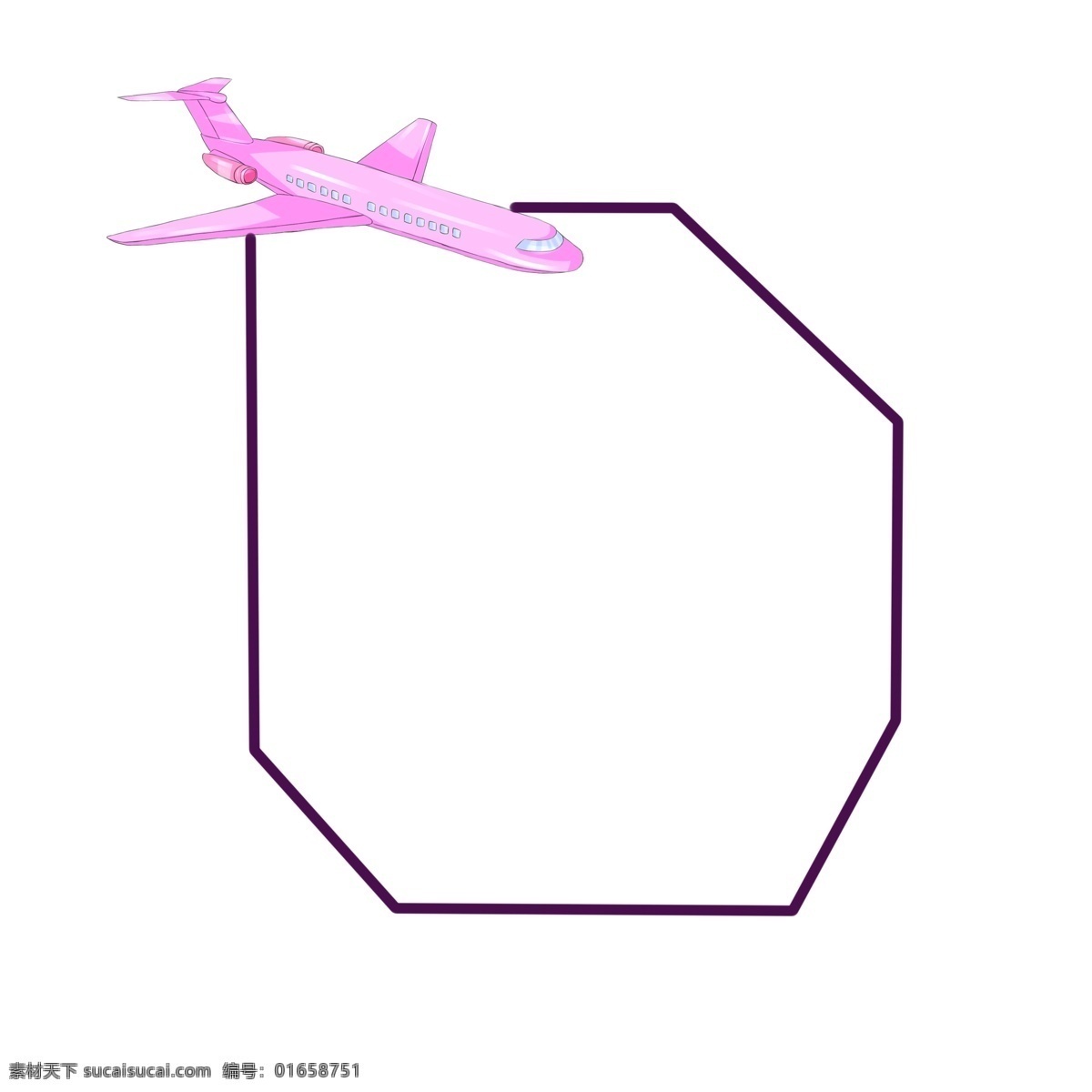 粉色 飞机 边框 插画 手绘飞机 卡通飞机 粉色飞机 飞机边框插画 线框 飞机装饰边框 飞行的飞机 客机