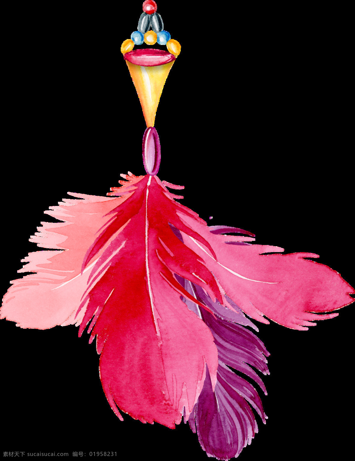 粉 紫色 水彩 手绘 羽毛 透明 卡通 透明素材 免扣素材 装饰图案