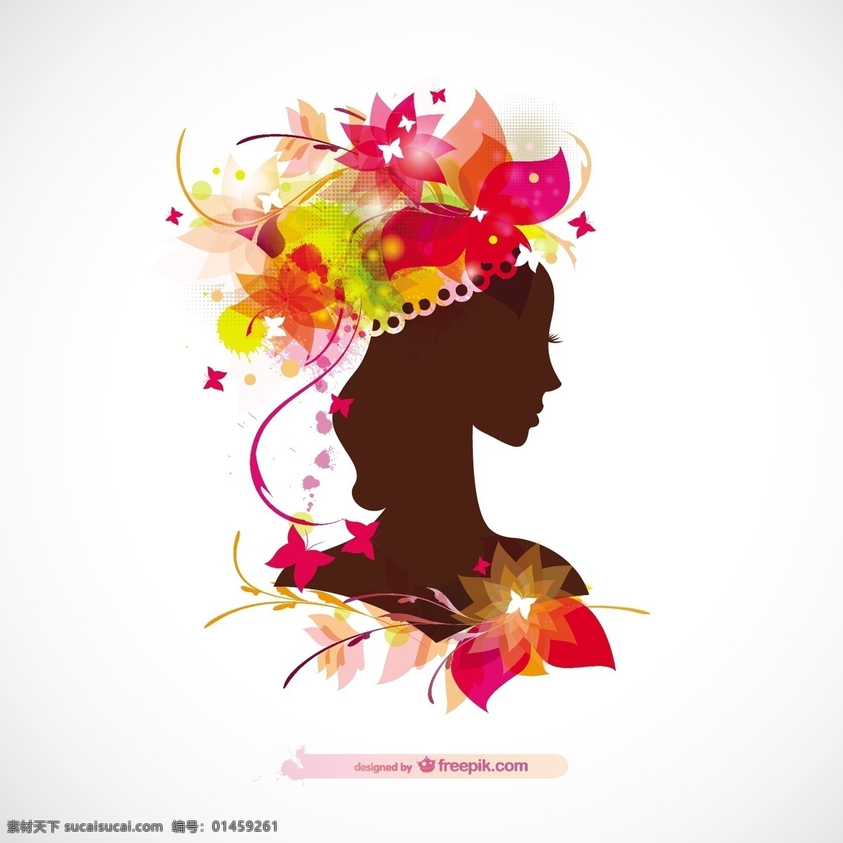 光泽 女人 轮廓 线 花 背景 花卉 时尚 自然 模板 美容 面部 花卉背景 壁纸 布局 人物 元素 白色