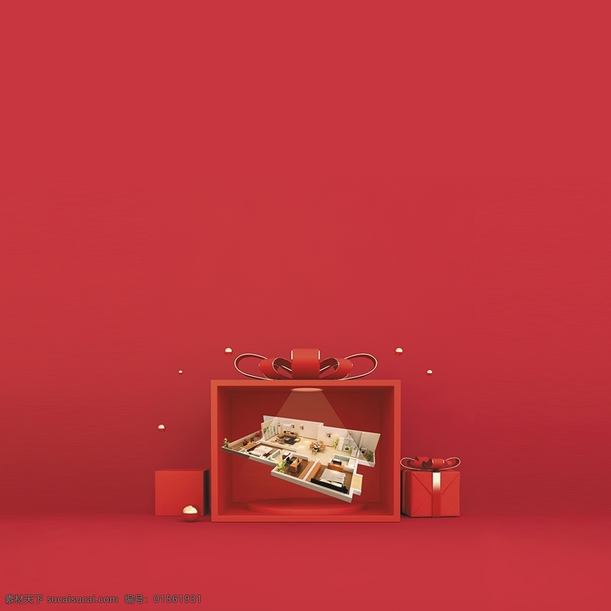 红色 礼盒 开业 喜庆 盛大开业 礼物 礼花 盒子 正方形 质感红盒