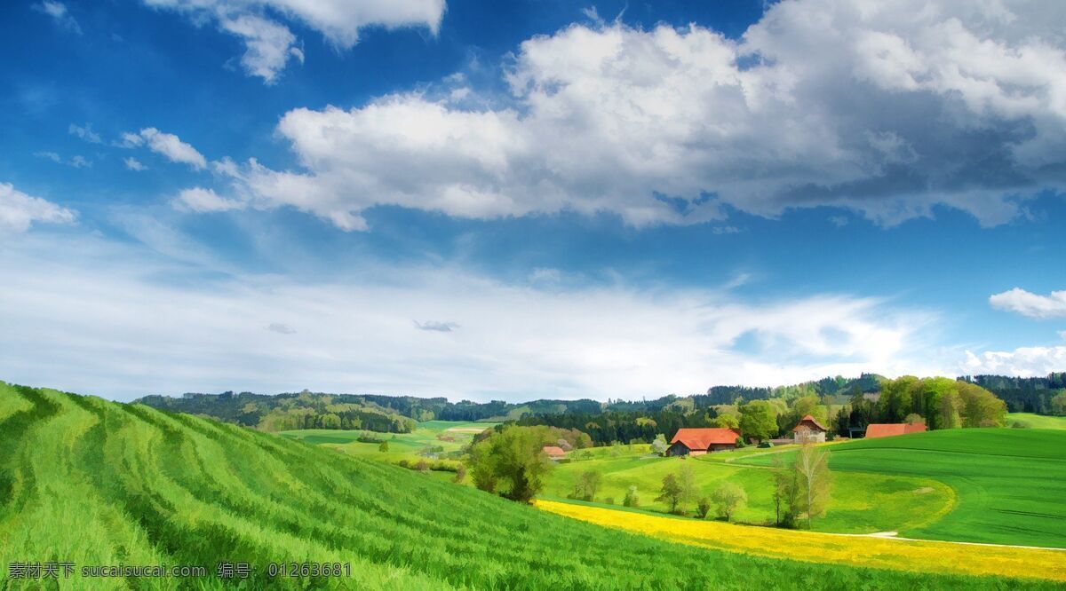 蓝天 白云 下 草原 风景 自然 风景图片 自然景观 自然风景
