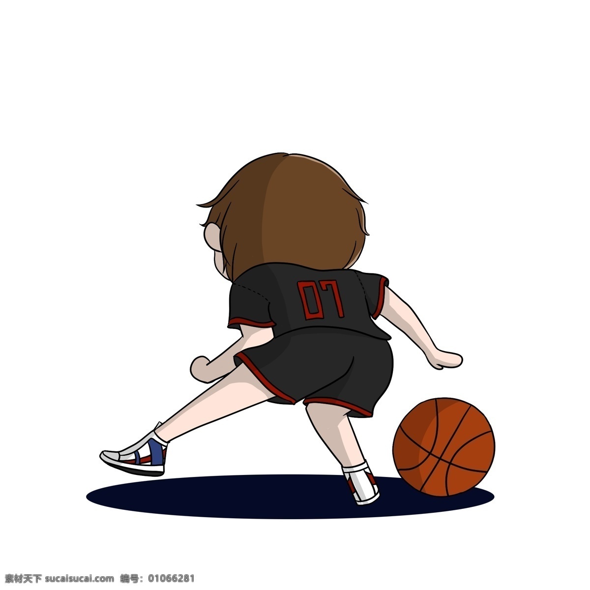 原创 手绘 q 版 人物 篮球 男孩 元素 q版 打篮球的男孩