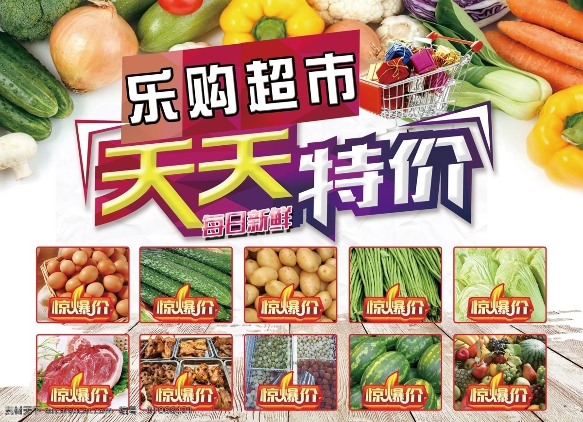 天天特价 惊爆价 水果 蔬菜 购物车 超市活动 每日新鲜 分层