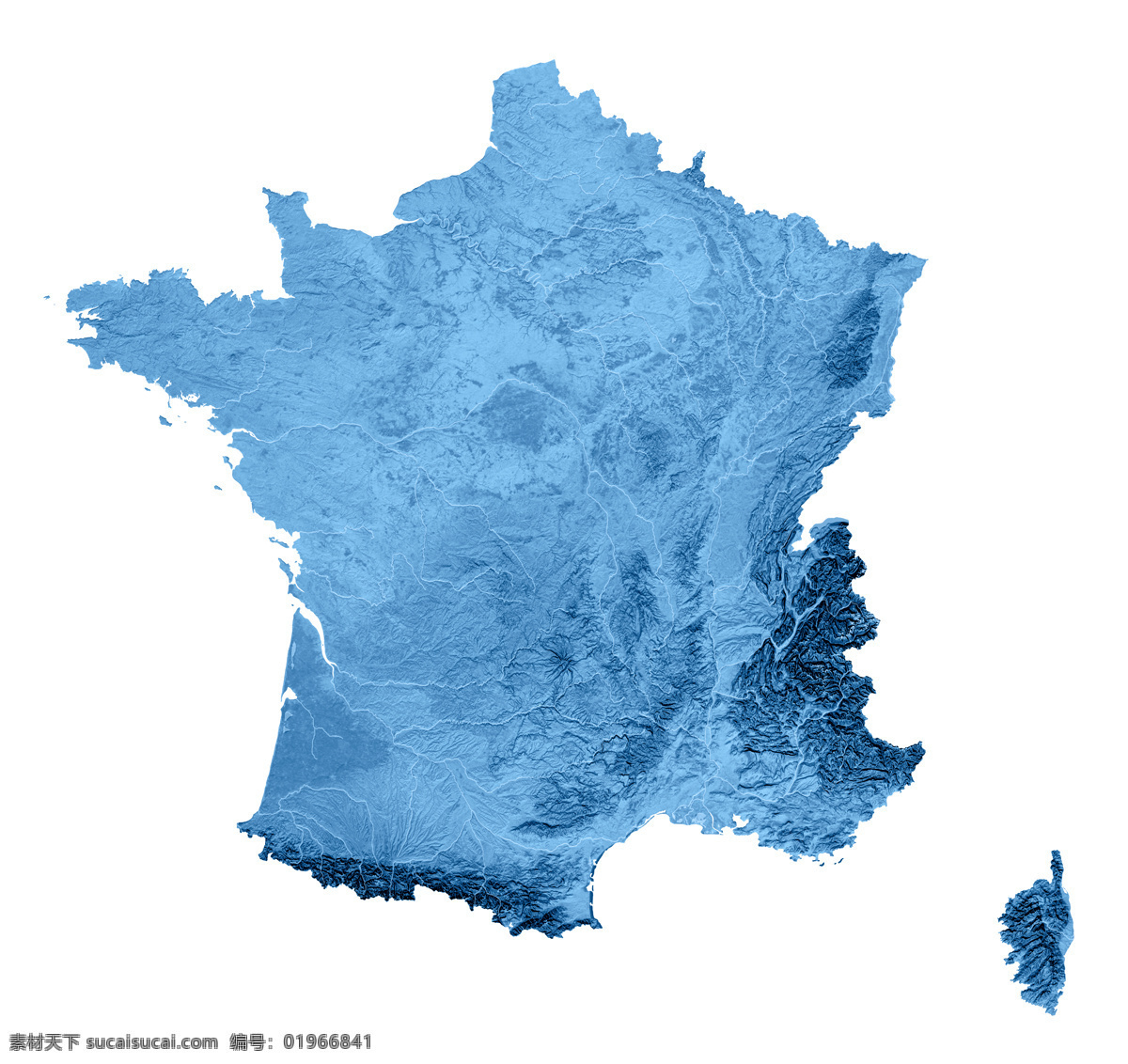 法国 地图 法国地图 3d渲染地图 蓝色地图 其他类别 环境家居
