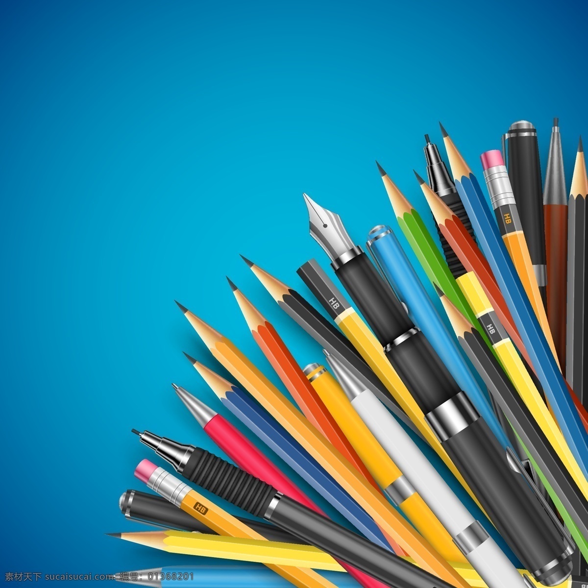 学习用品 回到学校 学习 读书 彩色铅笔 手绘 矢量素材 生活百科 矢量