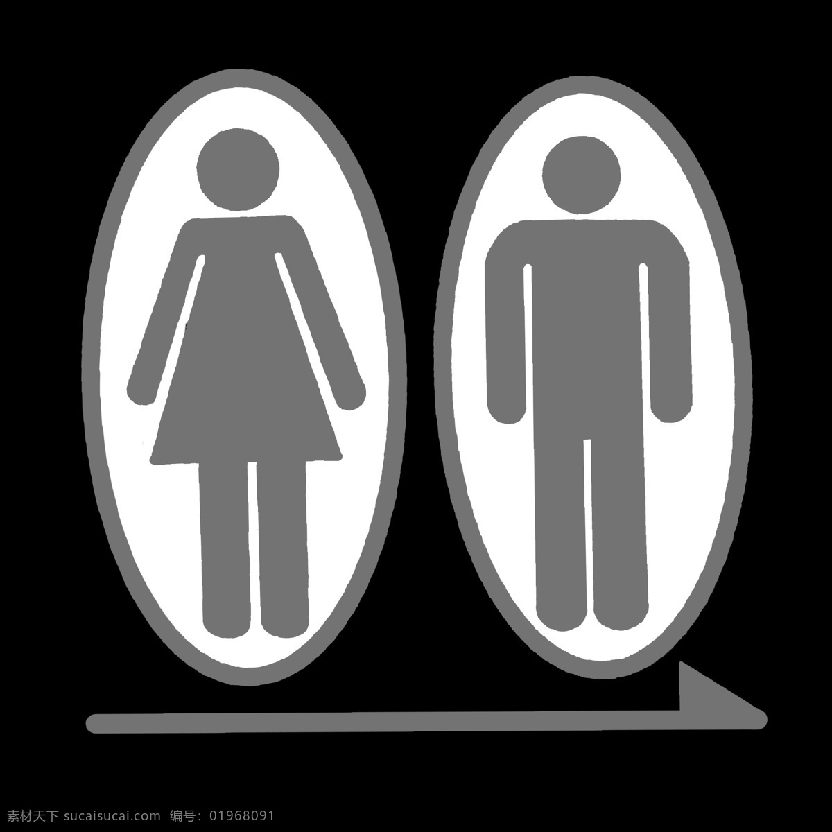 男女 卫生间 小 图标 灰色 暗色 箭头 指向 引路图标 男生 女生 洗手间 公共 设施 矢量图 简洁 卡通 公共场所 专用 图案