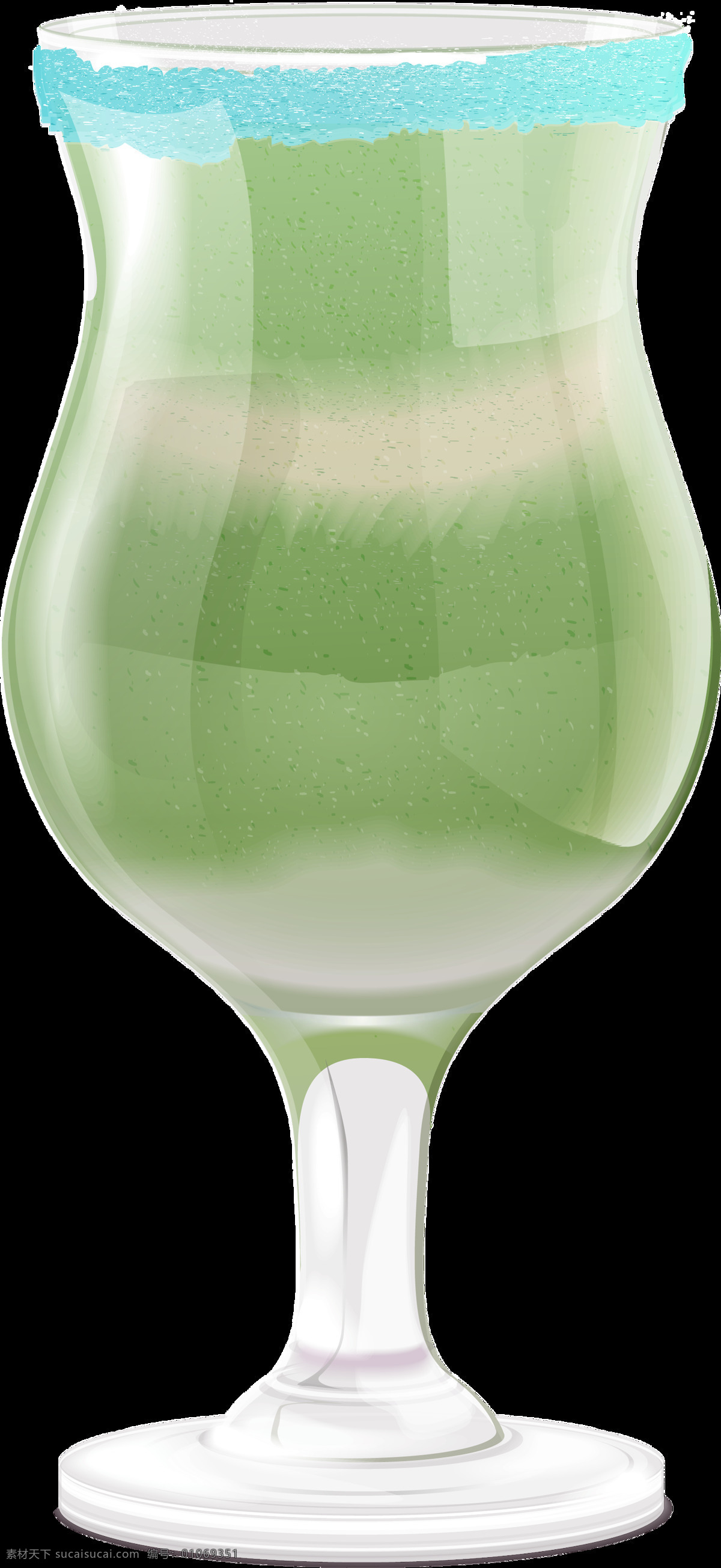 水彩 手绘 一杯 绿色 饮品 透明 饮料 玻璃杯 果汁 蓝色 免扣素材 透明素材 夏天 装饰图片