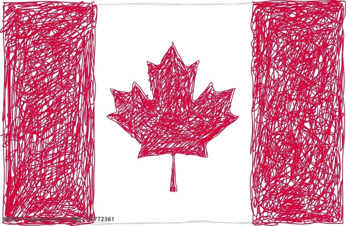 手绘 枫叶 旗 矢量 加拿大 枫叶旗 矢量图 其他矢量图