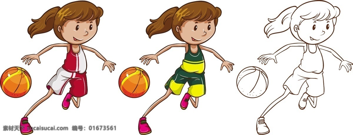 女子 篮球 运动员 插图 矢量 矢量素材 打篮球的女孩 运动女孩 篮球运动 女孩打篮球 小女孩 女孩插画 美女插图