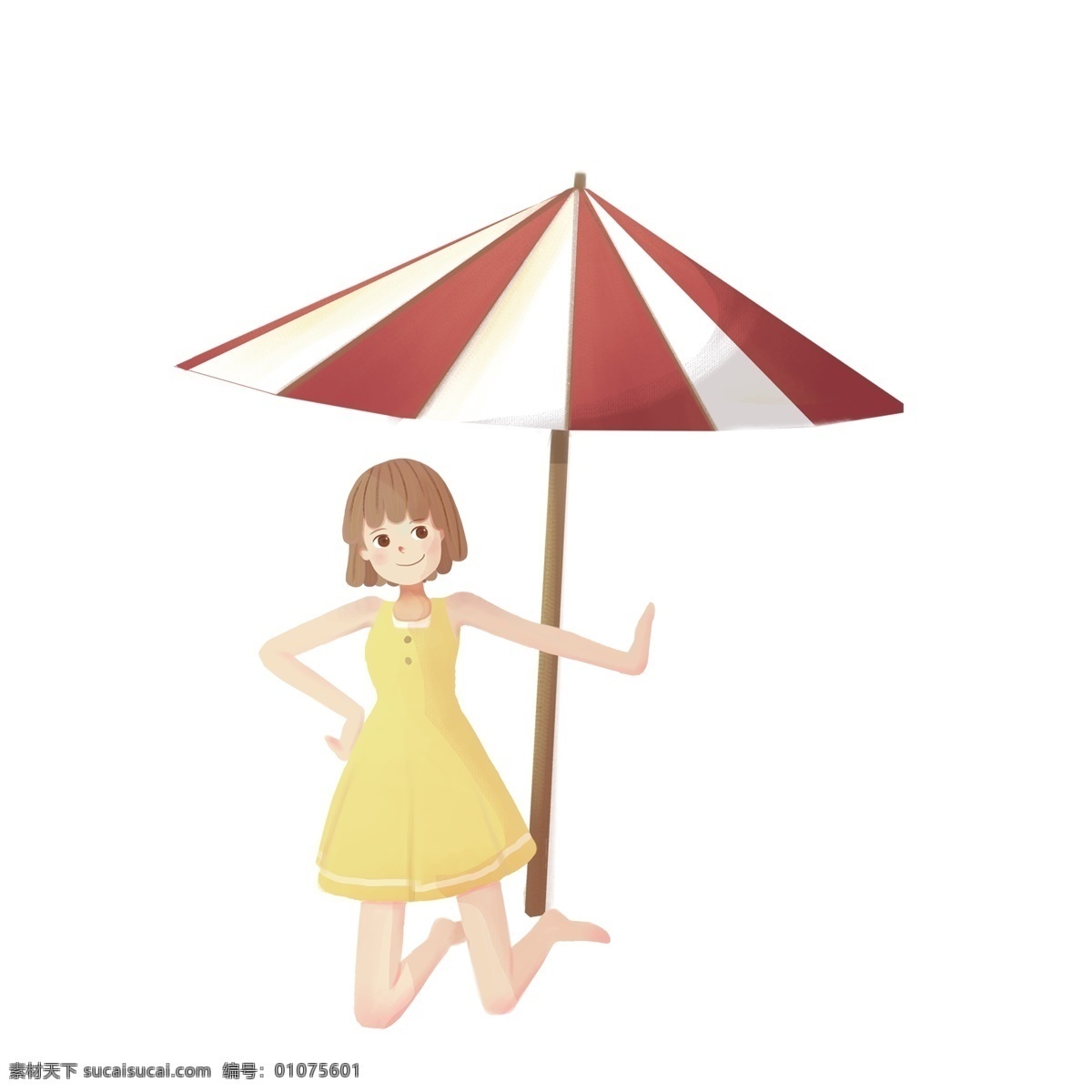 伞 下 女孩 免 扣 图 伞下的女孩免 漂亮 短发 可爱的女孩 穿着黄裙子 跪着的女孩 免扣图