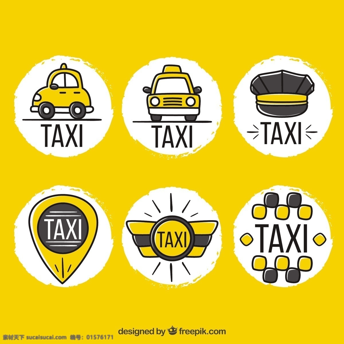 手绘 出租车 标志 手绘出租车 出租车标志 卡通 黄色