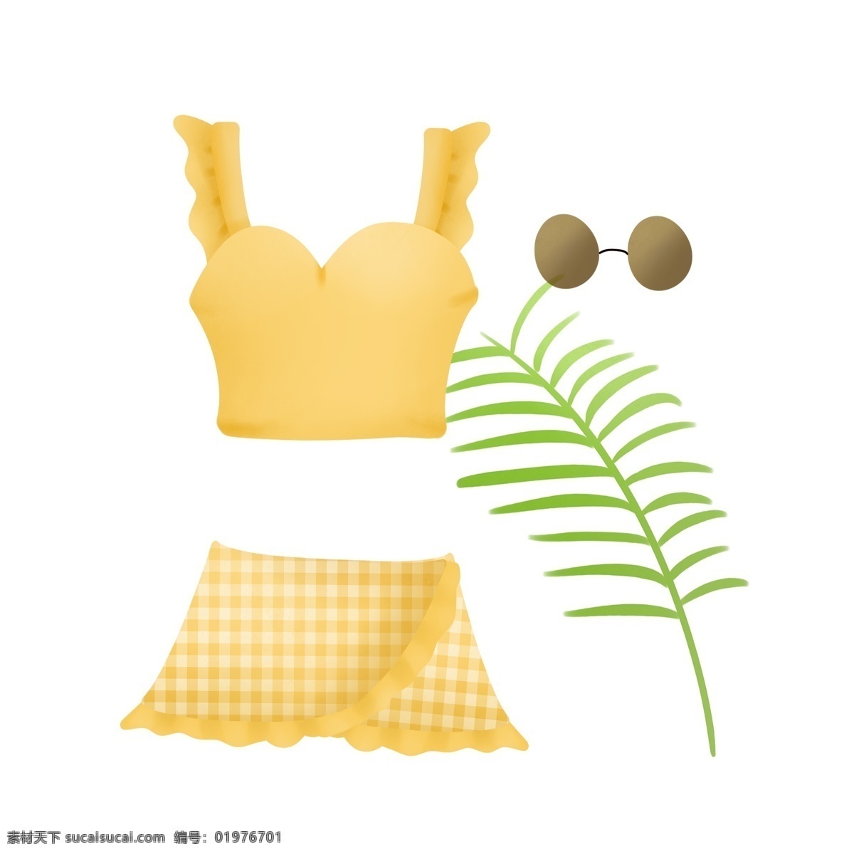 夏日 小清 新平 铺 泳装 夏天 小清新 分体泳装 墨镜 平铺 可爱 沙滩 海边