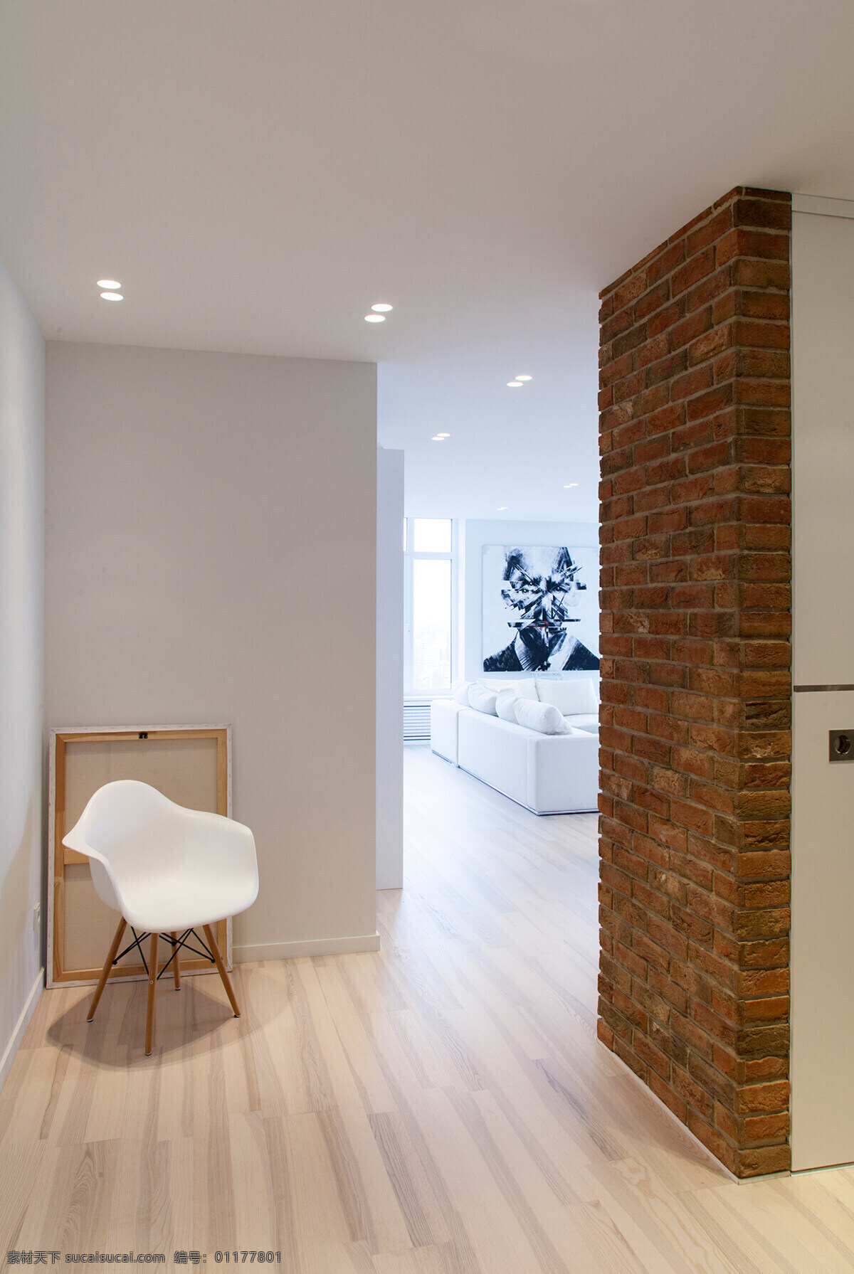 现代 清新 客厅 走廊 白色 椅子 室内装修 效果图 客厅装修 木地板 木制背景墙 白色椅子 白色壁灯