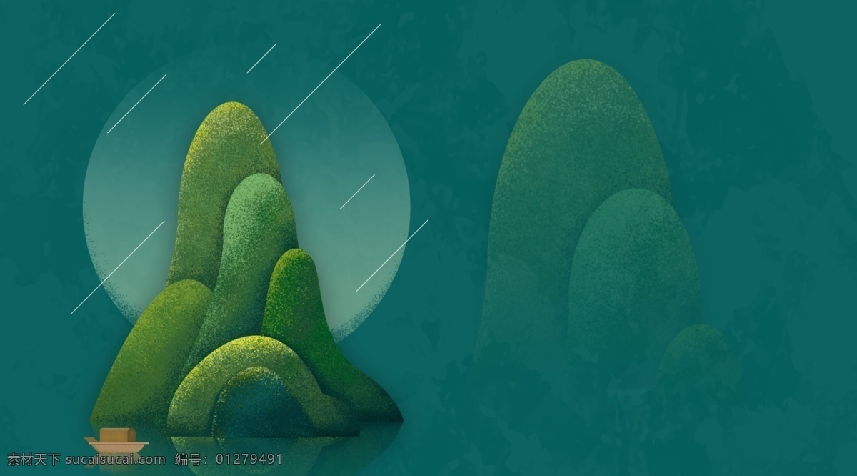 抽象 手绘 绿色植物 山峰 插画 背景 广告背景 背景素材 植物背景 psd背景 通用背景 卡通背景 绿色背景