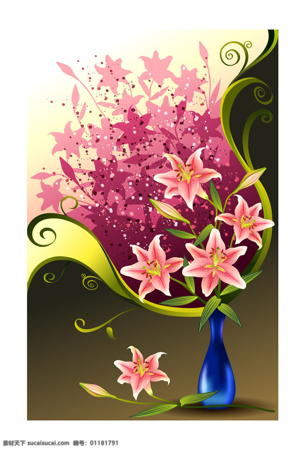 孤 挺 花 拟 真 矢量 孤挺花 拟真 插花 花瓶 律动 动感 白色