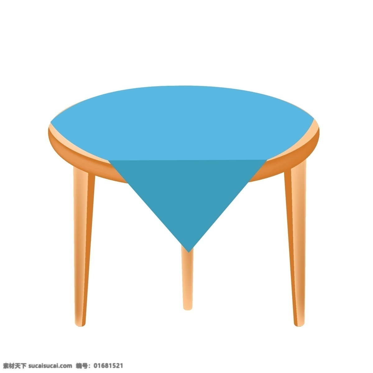 蓝色 桌布 装修 插图 黄色桌子 木质桌子 木纹桌子 蓝色桌布 生活用品 桌子装饰 漂亮的桌子 吃饭工具