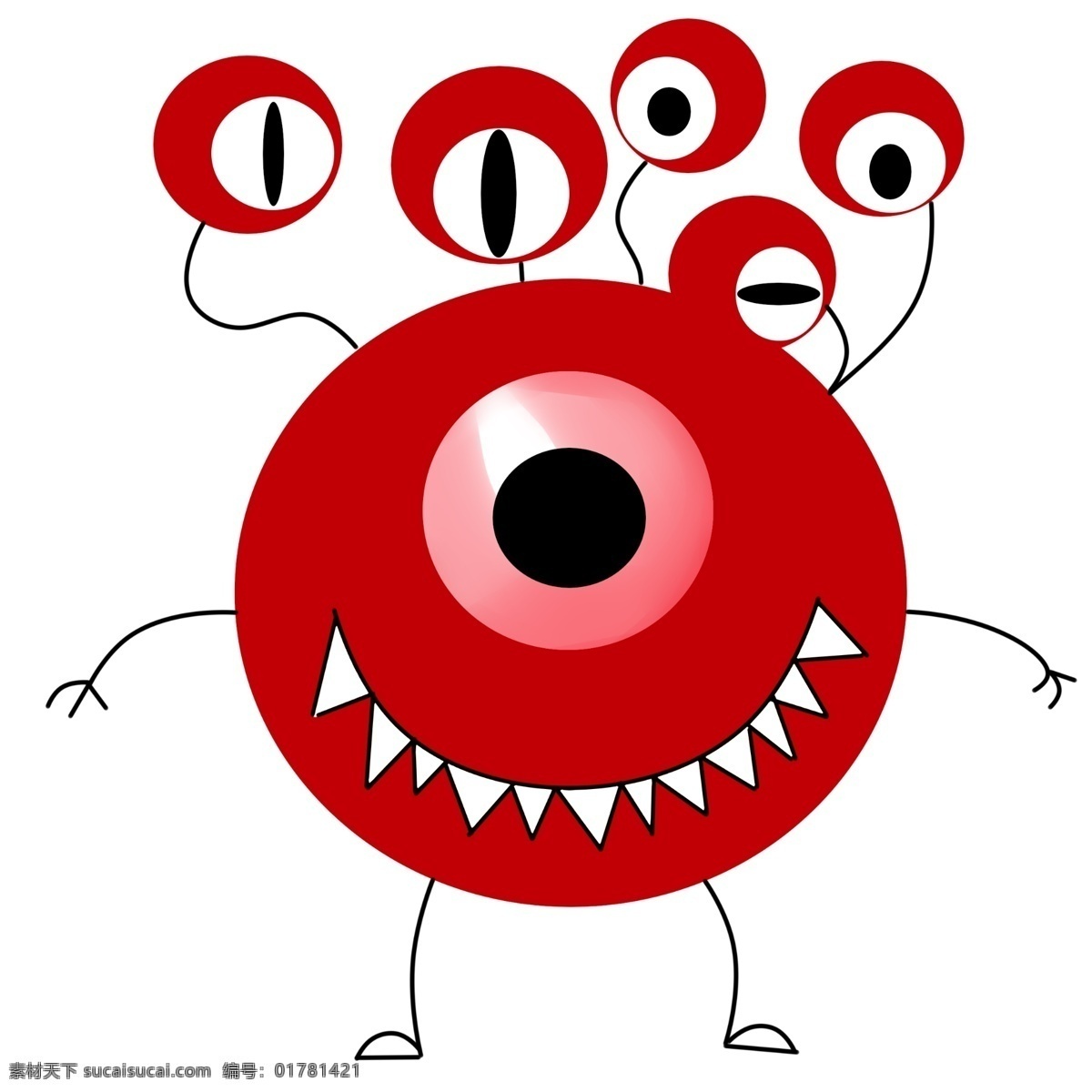 眼 拟人 细菌 插画 红色的细菌 卡通插画 细菌插画 病菌插画 有益细菌 拟人细菌 多眼的细菌