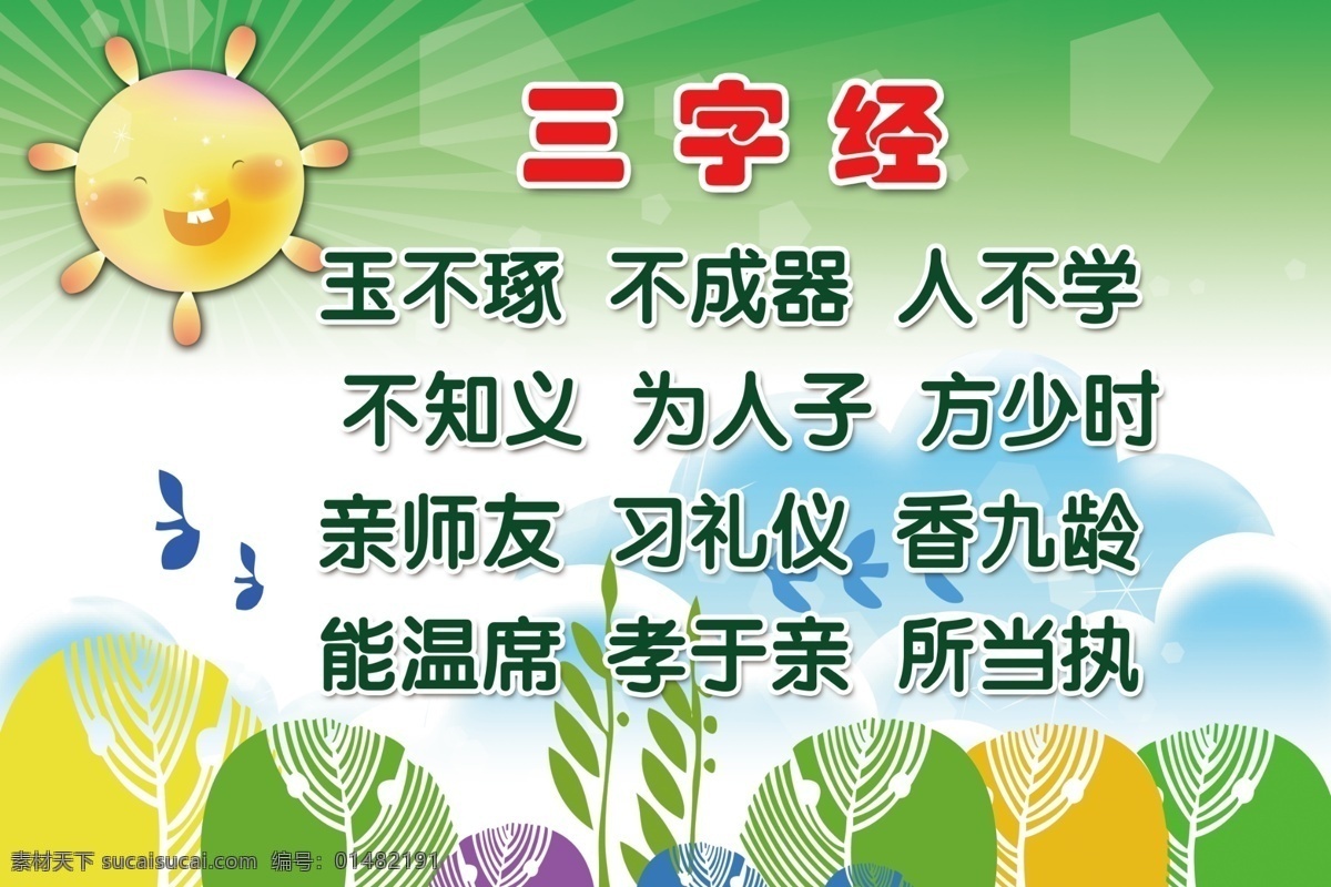 幼儿园 三字经 展板 卡通 宣传栏 画架 图案 展板模板 广告设计模板 源文件