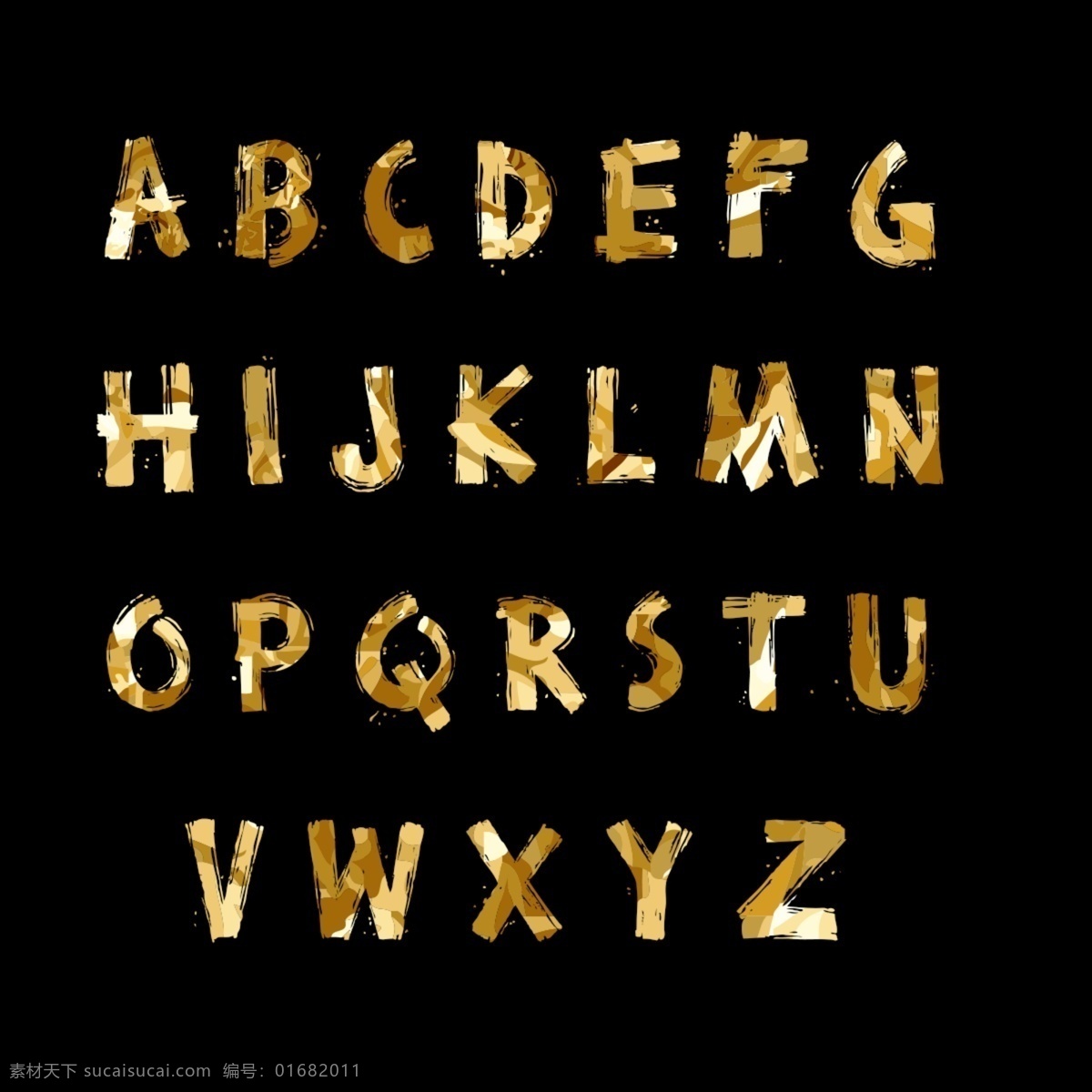 英文 字母 商务 金 艺术 字 艺术字 字母表 大写字母 英文字母 简约 奢华 金色 扁平化