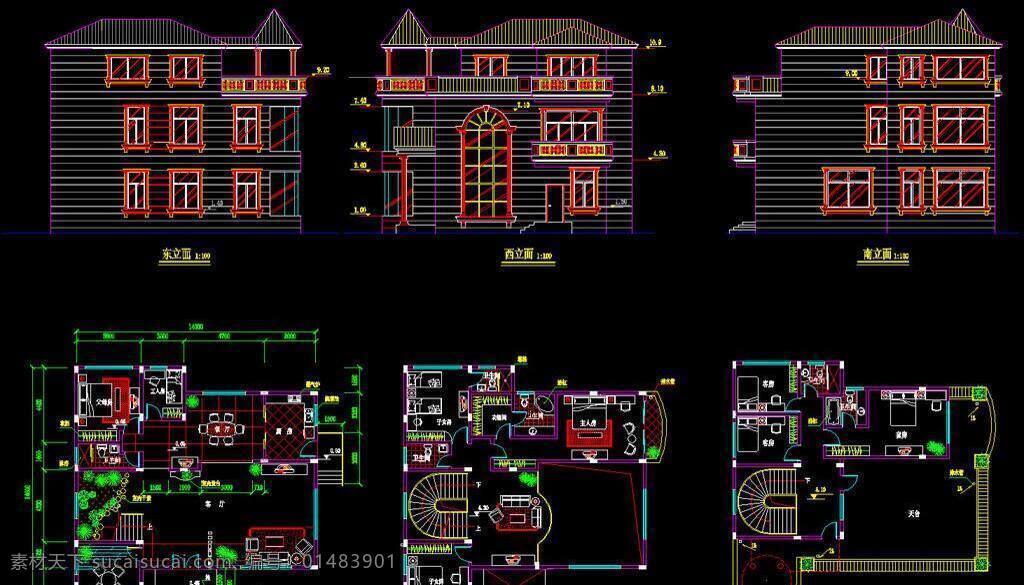 cad 别墅 公馆 环境设计 建筑设计 立面图 平面图 剖面图 施工图 室内设计 经典 方案 图 dwg 图纸 装修 装饰 私宅 别业 别墅图纸大全 源文件 cad素材 室内图纸