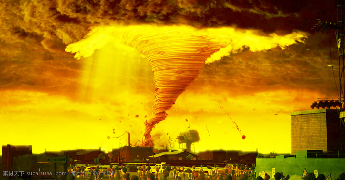 龙卷风 风暴 飓风 暴风 阴云 卡通 自然风景 动漫动画 风景漫画 黄色