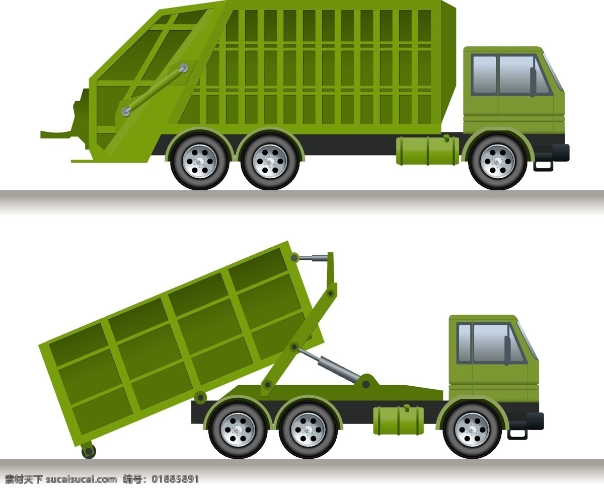 汽车 货车 垃圾车 交通工具 矢量 现代科技