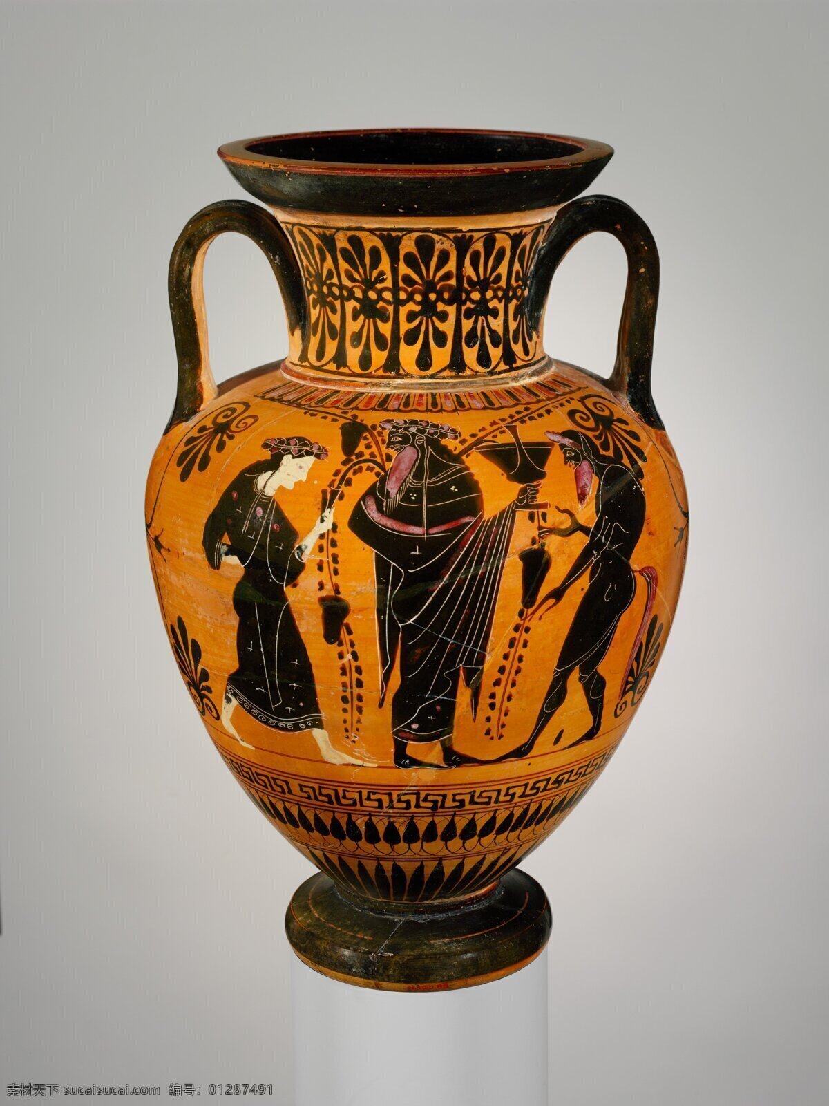 黑绘式陶瓶 陶瓷 陶器 花瓶 彩陶 希腊 文物 陶瓶 黑绘式 红绘式 传统文化 文化艺术