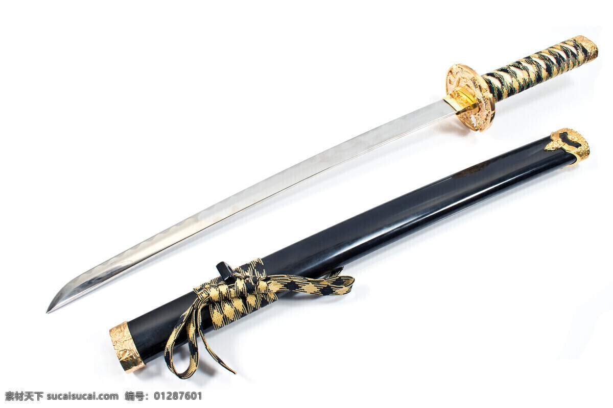 武士剑 摄影图片 宝剑 剑 兵器 武士兵器 武士刀剑 体育运动 生活百科 白色