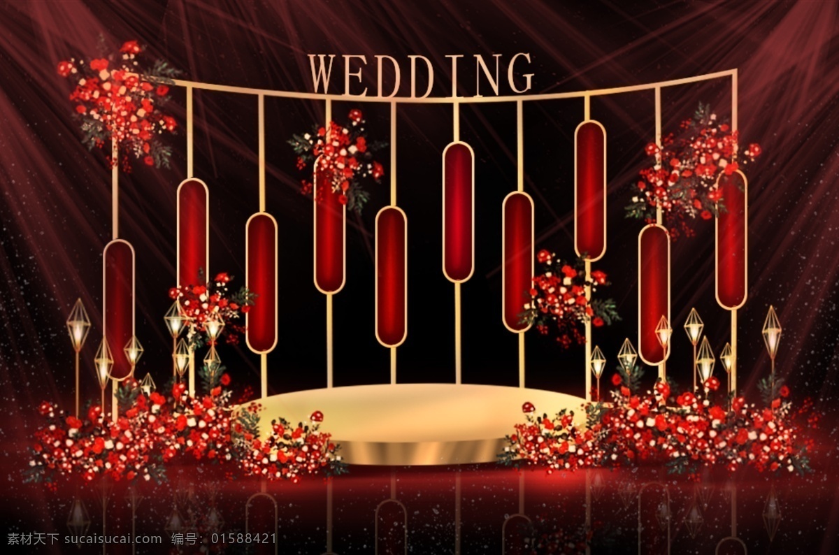 红 金 创意 婚礼 舞台 造型 区 红金婚礼 创意红金婚礼 简约大气婚礼 主题 现代红金婚礼