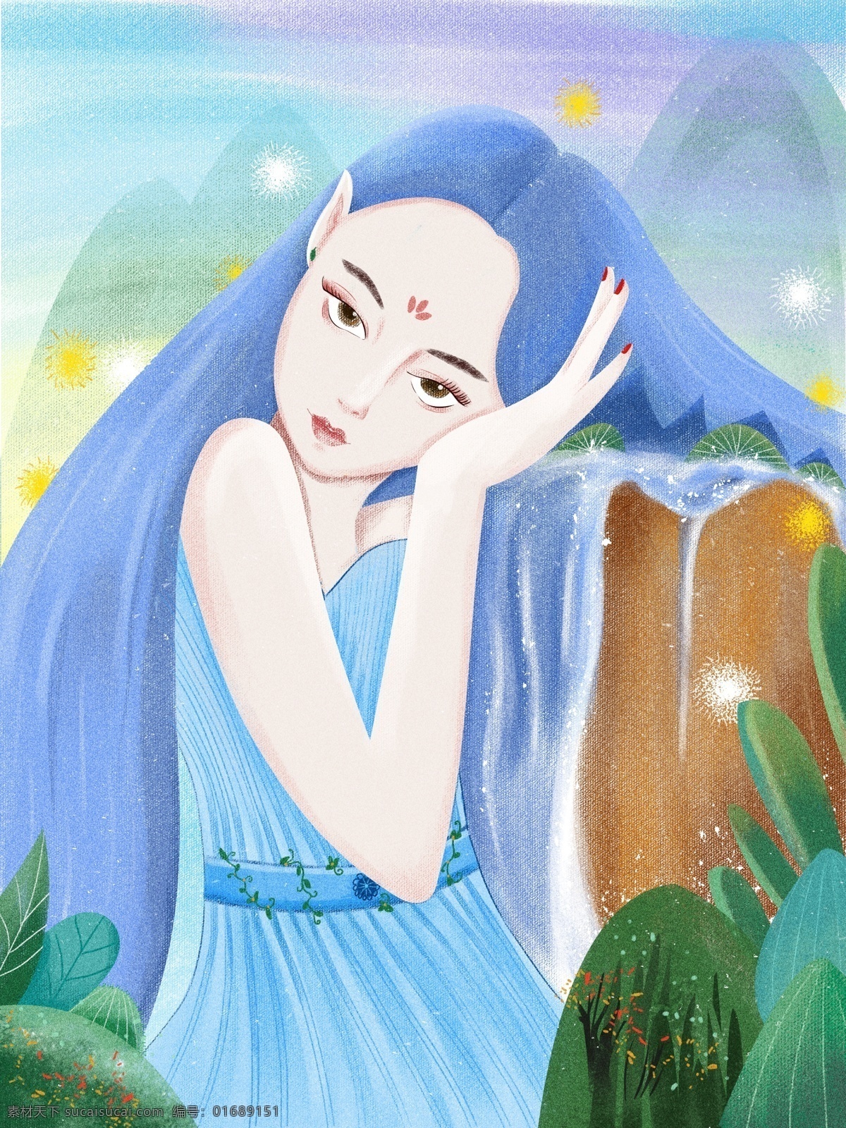 气韵 女神 雨水 山水 韵 趋势 植物 自然气息 瀑布 气韵女神 山水之韵