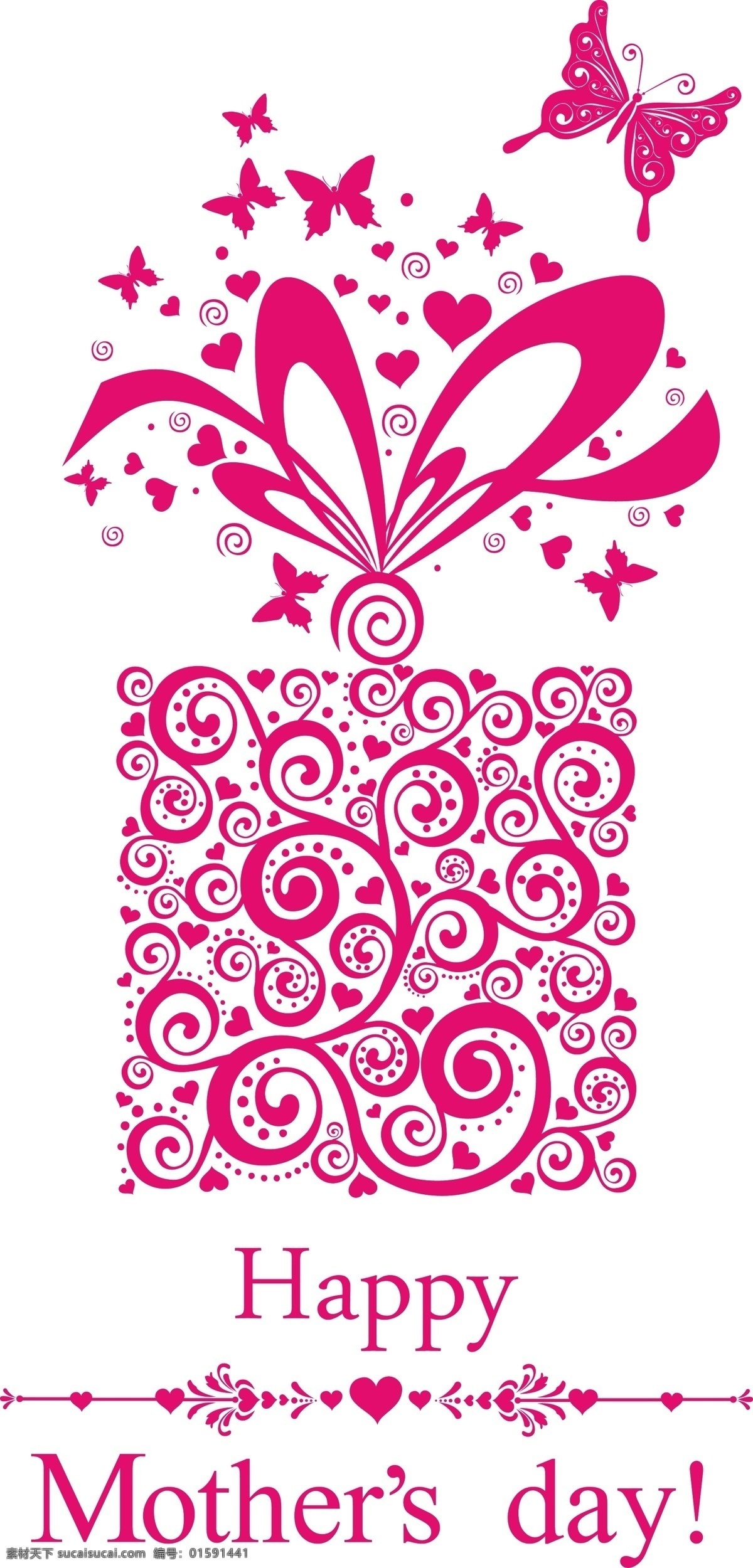 母亲节 礼物 盒 矢量 设计素材 创意 蝴蝶 丝带 几何图案 贺卡背景 背景素材 创意设计