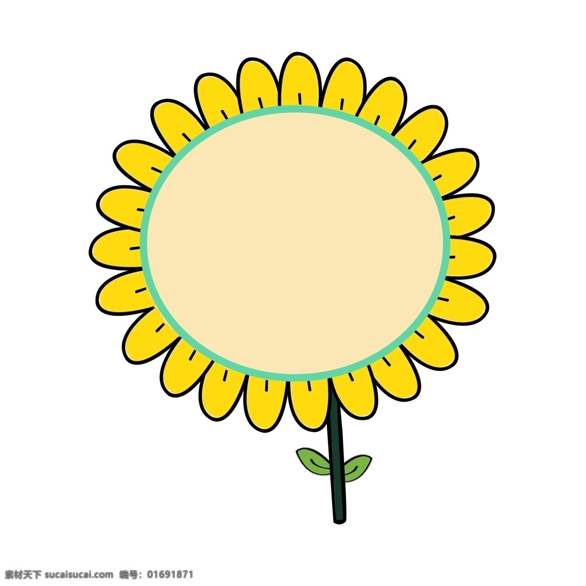 卡通 黄色 向日葵 插图 黄色花瓣 绿色花心 紫色向日葵 卡通向日葵 漂亮的向日葵 做油的向日葵 瓜子 绿色叶子