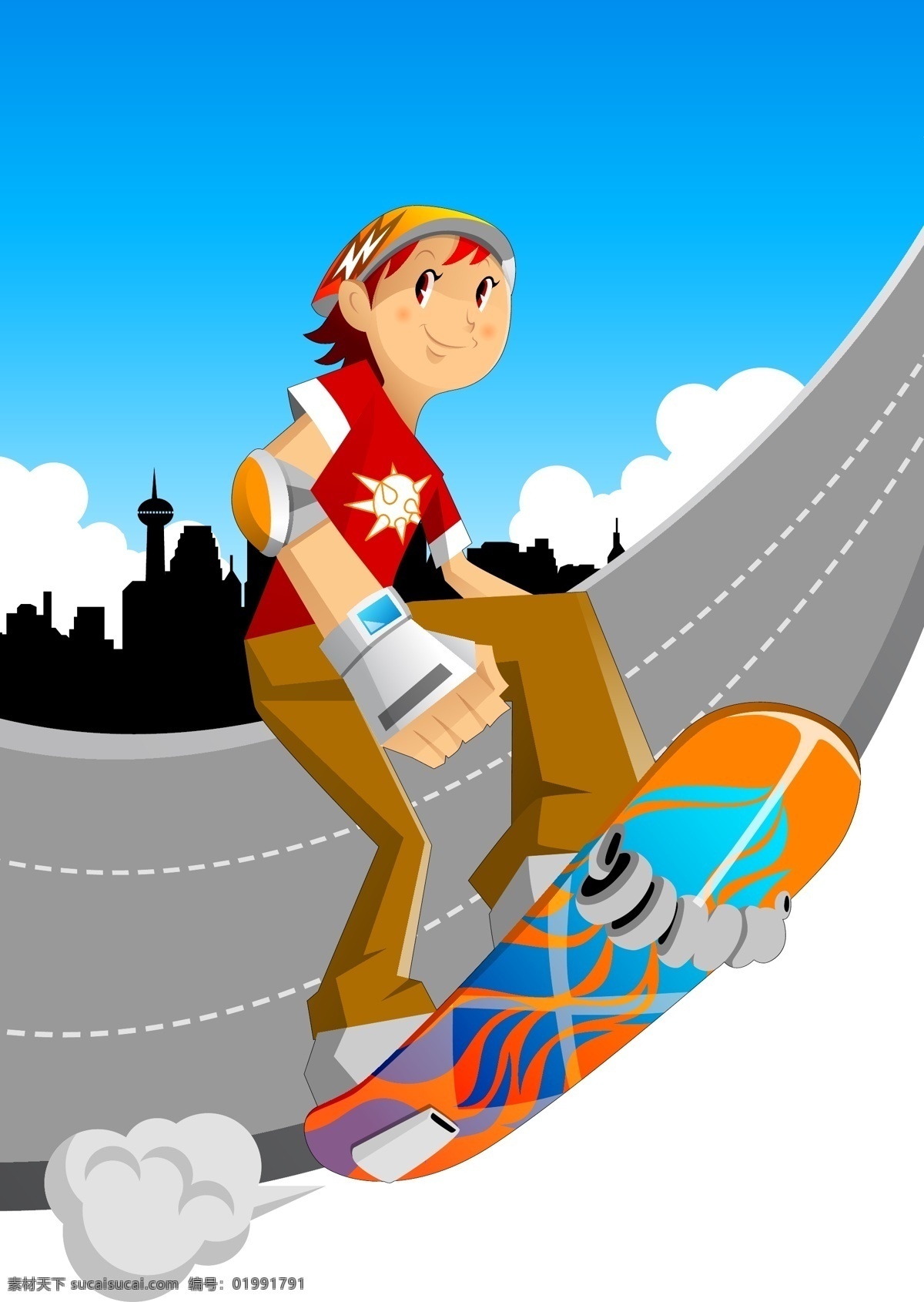 滑板运动 年轻人 滑板 快速滑板 天空 蓝色天空