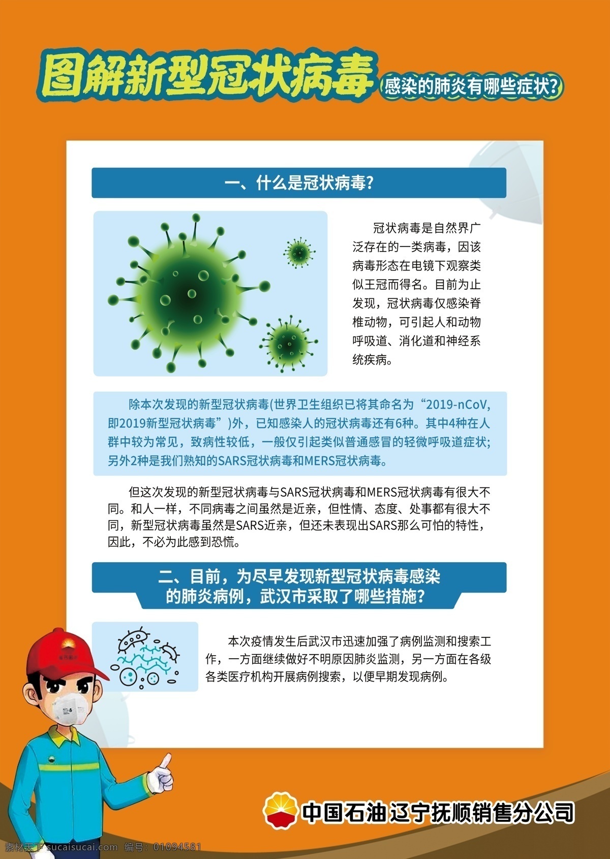 图解 新型 冠状 病毒 感染 肺炎 症状 冠状病毒 预防 展板模板
