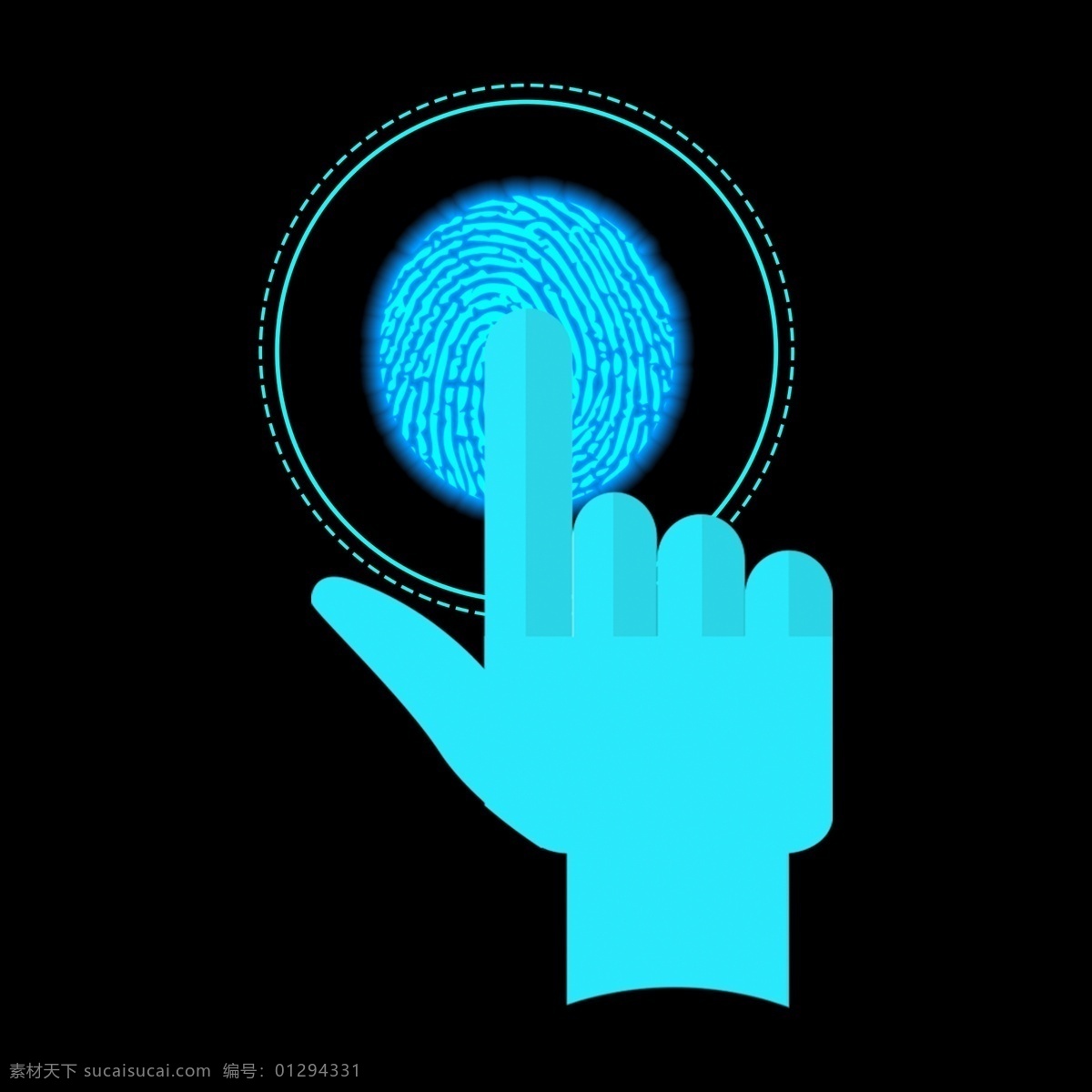 科技 指纹 点击 触 碰 效果 蓝色 发光 触摸 touch 手