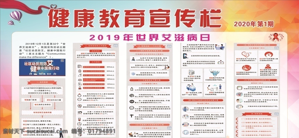 2019 艾滋病 健康教育 宣传栏 新版色彩 艳丽第一期
