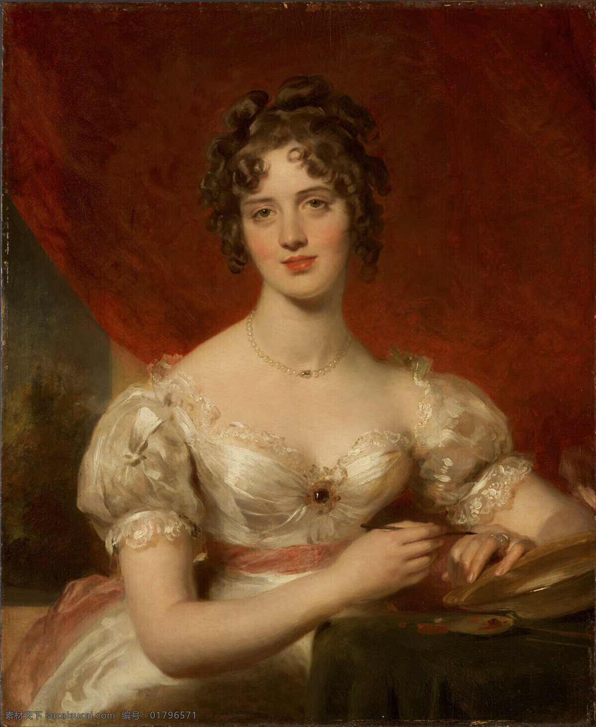 玛丽 安妮 布洛 赞 小姐 画像 托马斯 劳伦斯 作品 英国画家 弗雷德里克 亨 明 夫人 贵族千金 洛可可画派 19世纪油画 油画 绘画书法 文化艺术