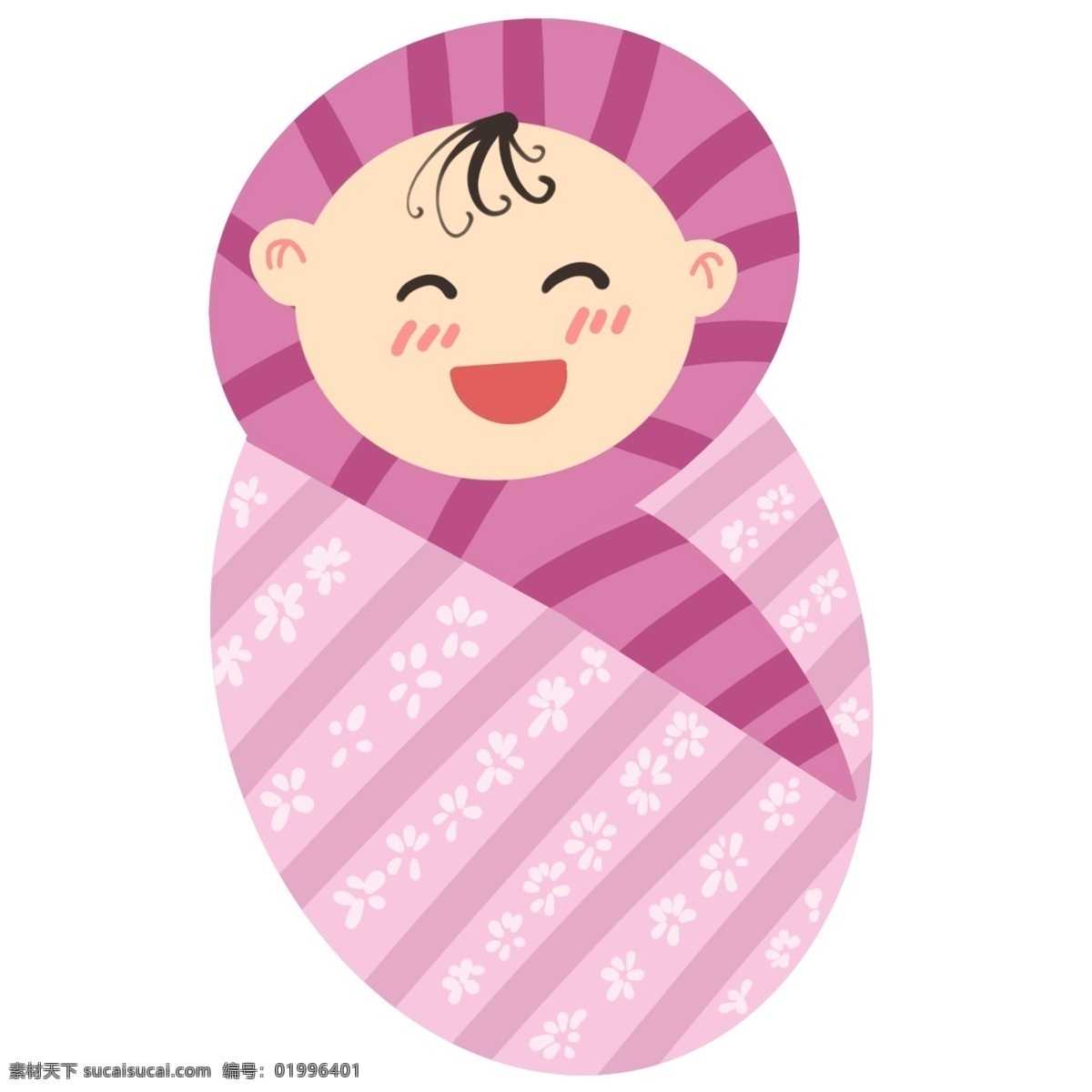 可爱 婴儿 装饰 插画 可爱的婴儿 漂亮的婴儿 婴儿装饰 婴儿插画 粉色的包被 睡觉的婴儿 卡通人物