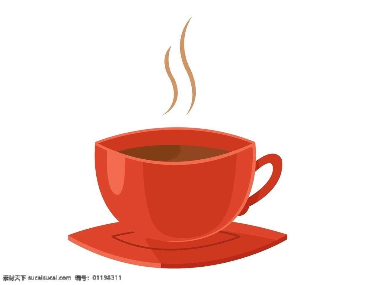 卡通 咖啡 下午 茶 元素 小清新 热气 醇香 矢量元素 手绘 红色茶杯 ai元素