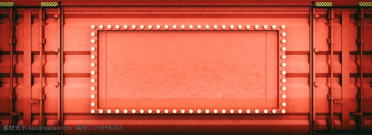 原创 红色 集装箱 创意 边框 告示牌 背景 3d 立体感 电商 电灯 灯泡 c4d