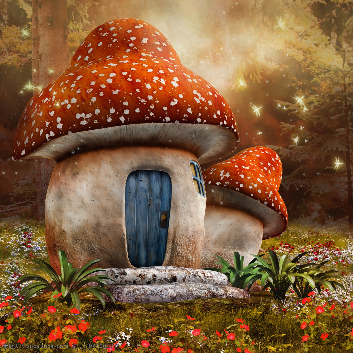 蘑菇房子 童话 魔幻 奇幻 童趣 文化艺术 绘画书法