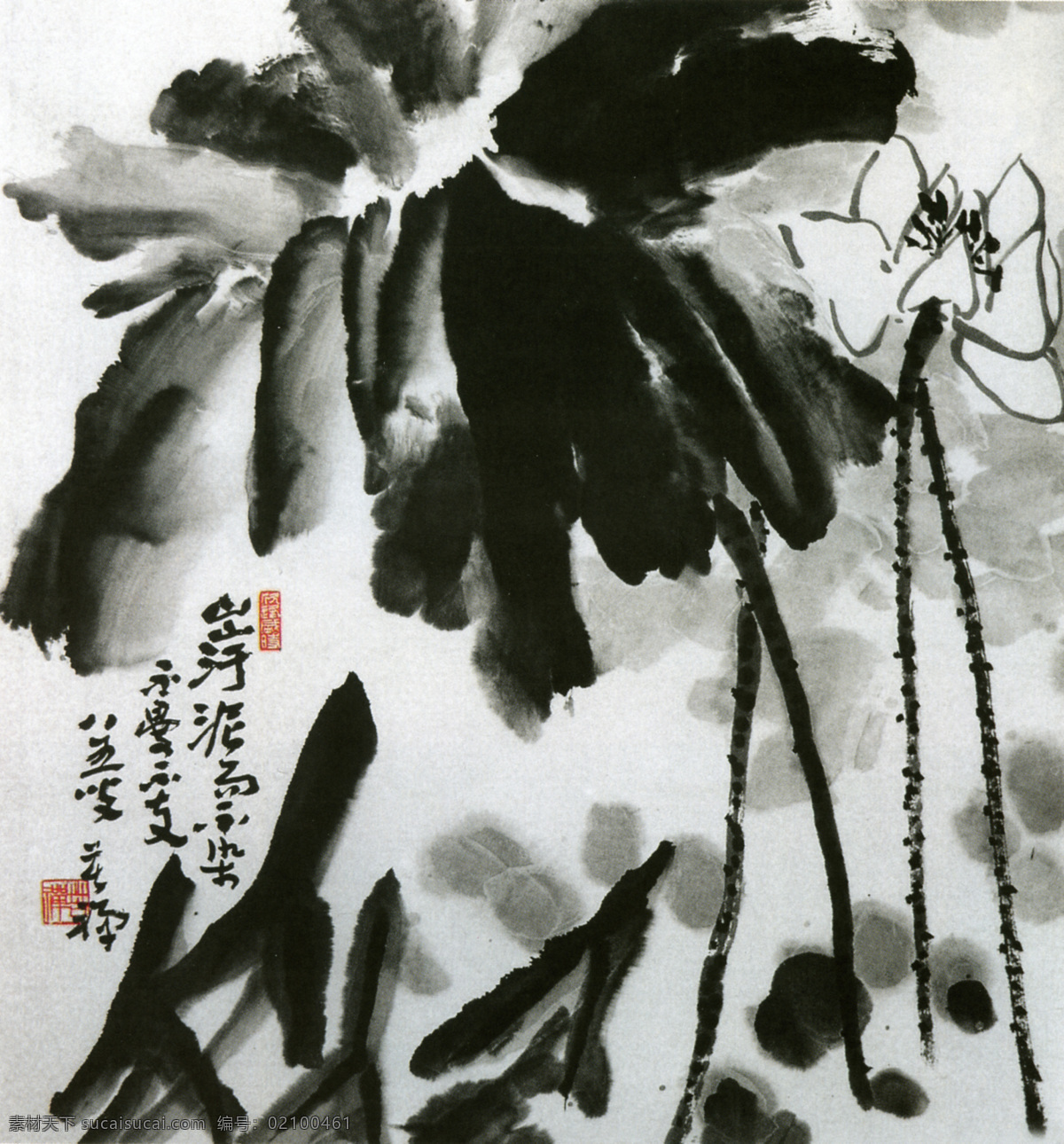 水墨 荷花 水墨花卉 花鸟画 水墨画 名画 国画 中国画 绘画艺术 装饰画 挂画 书画文字 文化艺术