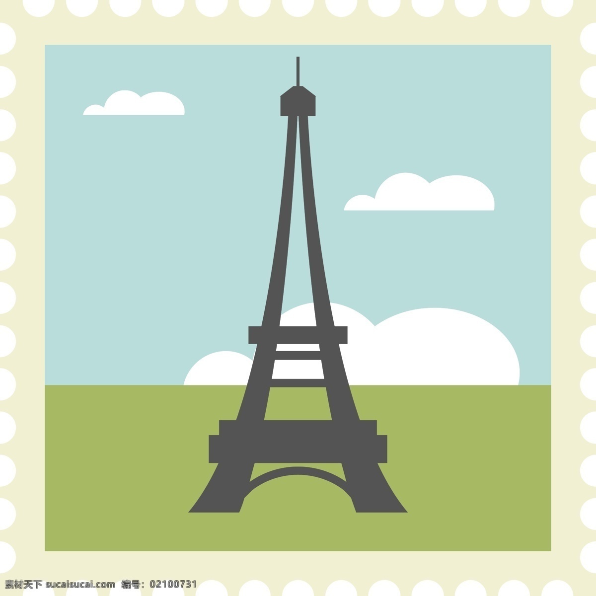 巴黎铁塔邮票 埃菲尔铁塔 地标建筑 邮票 集邮 巴黎