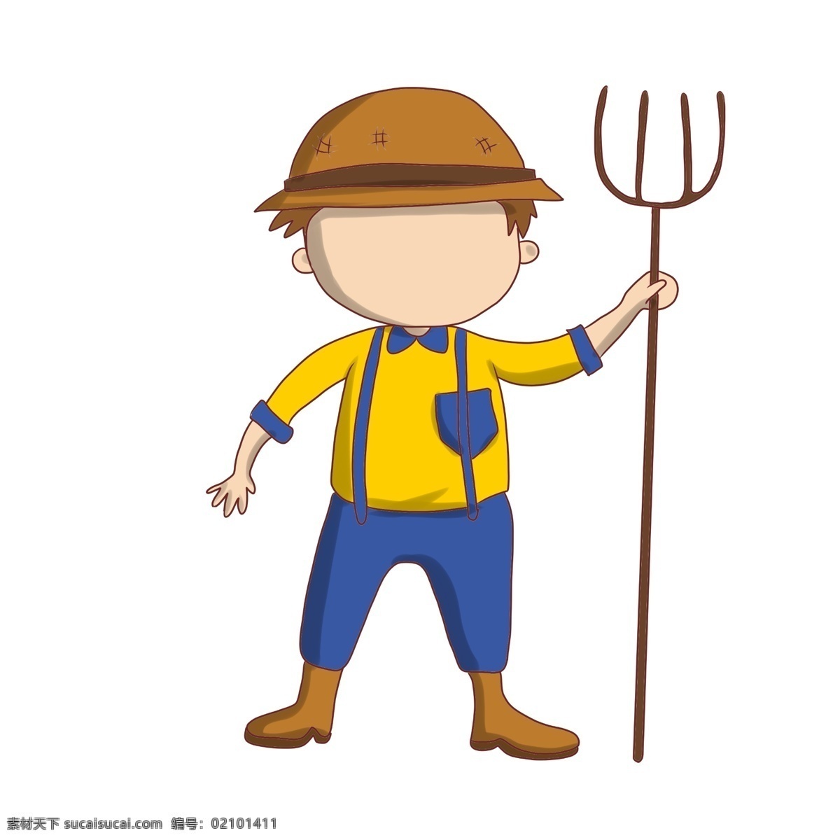 铲子 小 男孩 插画 劳动节 人物 黄色的帽子 黄色的铲子 开心的小男孩 劳动的小男孩 卡通人物