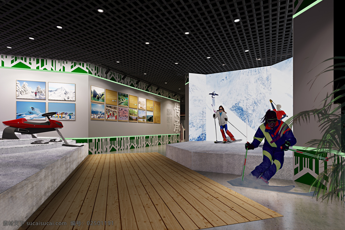 展厅 木质 地板 效果图 室内设计 工装效果图 木质地砖 装饰画