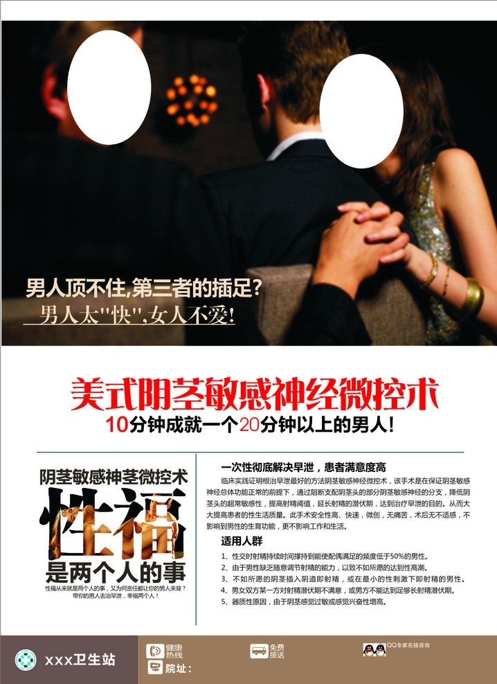 医疗杂志内页 阳痿 早泄 性功能障碍 广告模板 医疗广告 第三者 矢量