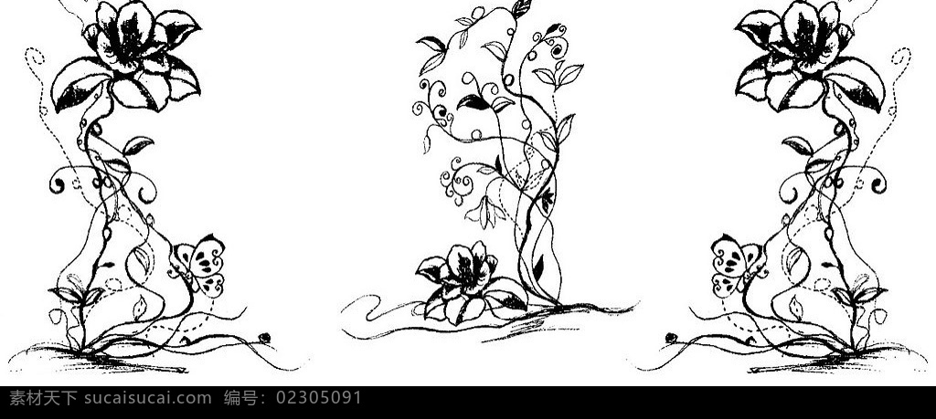 线条花位图 线条花 多种线条花 文化艺术 美术绘画 矢量图库