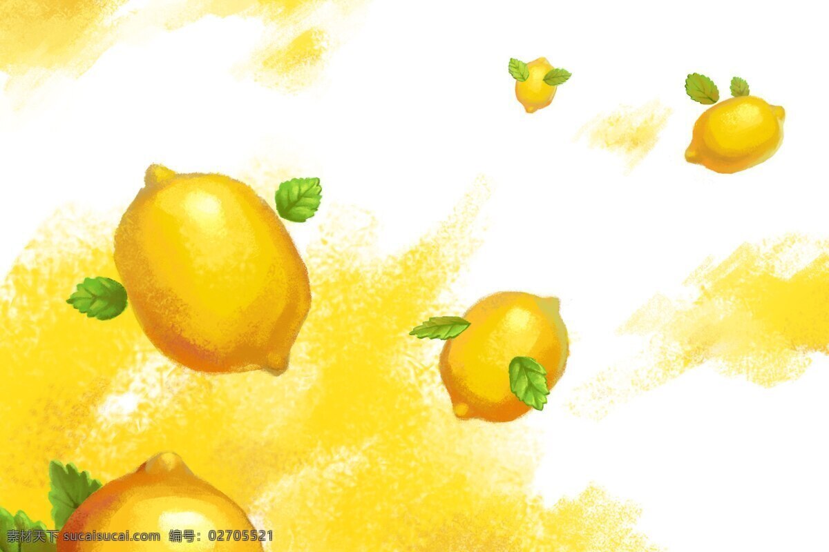 柠檬 插画 翅膀 飞翔 黄色 绿叶 漫画 柠檬设计素材 柠檬模板下载 水果 生物世界